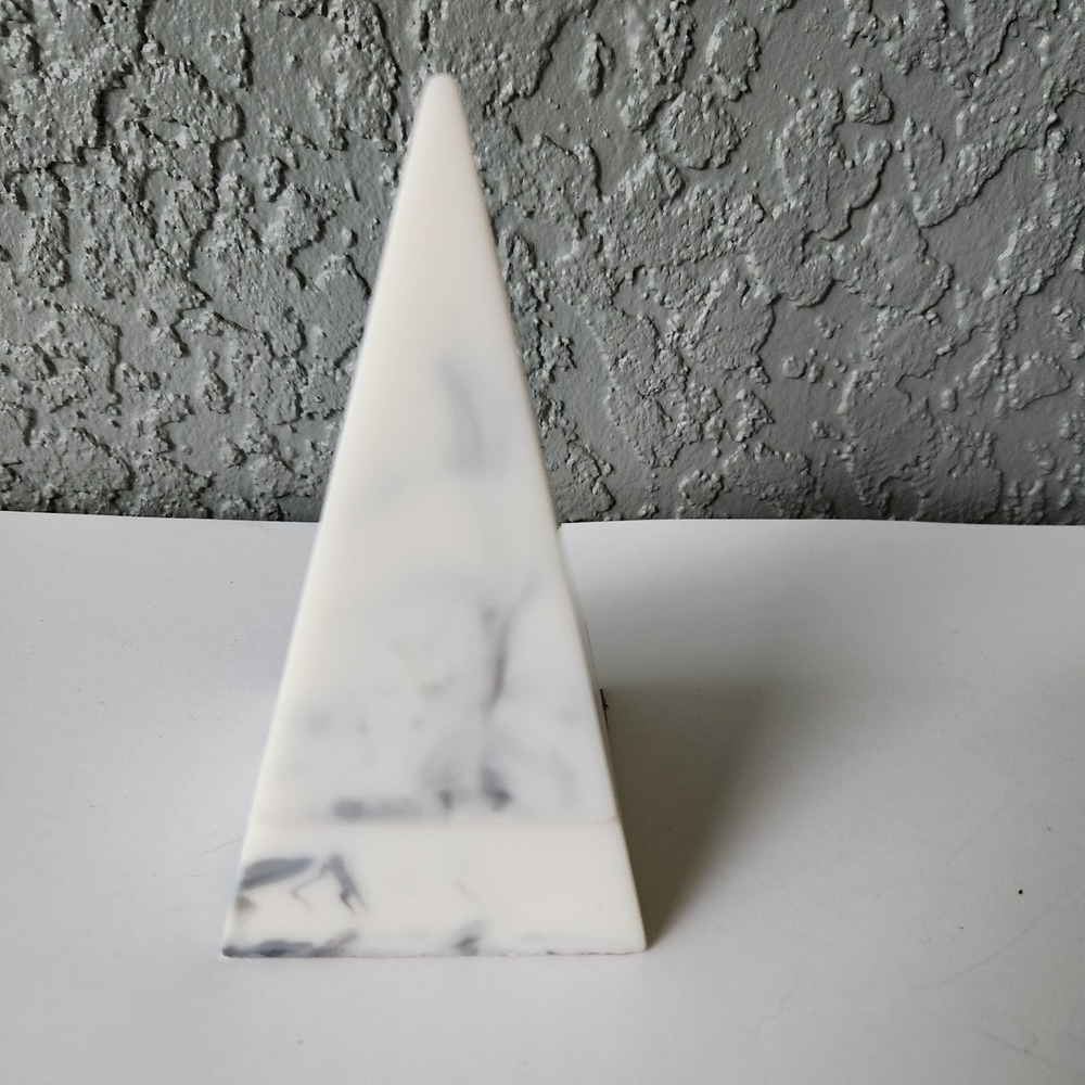 Stackers Marble Resin Pyramid Jewelry Box White Grey Trinket Dish Ring Holder